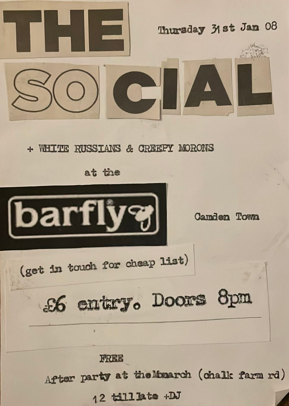 Gig flyer — Camden Town