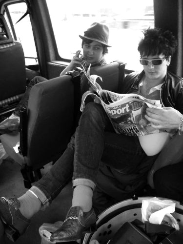 On the road in the van